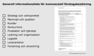Informationslista Kommersiell företagsbesktning Information request list commercial due diligence