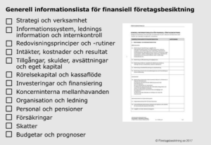 Informationslista Finansiell företagsbesktning Information request list financial due diligence