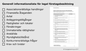 Informationslista Legal företagsbesktning Information request list legal due diligence